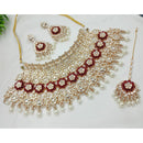 NAFJ Royal Heavy Polki Kundan Stone Pearl And Beaded Choker Necklace Set