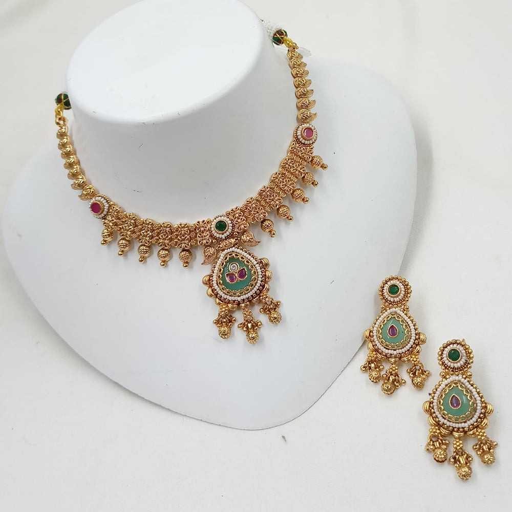 NAFJ Luxury Pota Stone And Pearl Fashion Choker Necklace Set