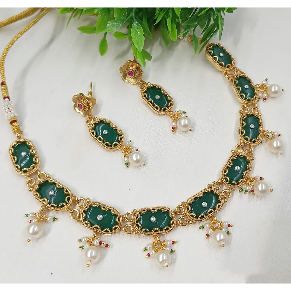 NAFJ Luxury Pota Stone And Pearl Fashion Necklace Set