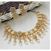 NAFJ Luxury Pota Stone And Pearl Fashion Meenakari Necklace Set
