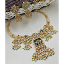 NAFJ Luxury Pota Stone And Pearl Fashion Meenakari Necklace Set