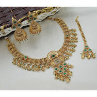 NAFJ Luxury Pota Stone And Pearl Fashion Meenakari Necklace Set