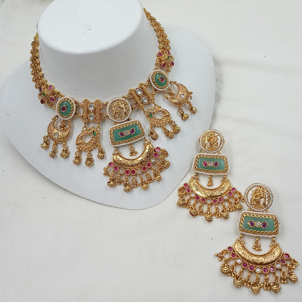 NAFJ Luxury Pota Stone And Pearl Fashion Choker Necklace Set