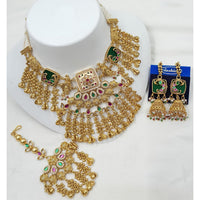 NAFJ Luxury Pota Stone And Pearl Fashion Meenakari Necklace Set