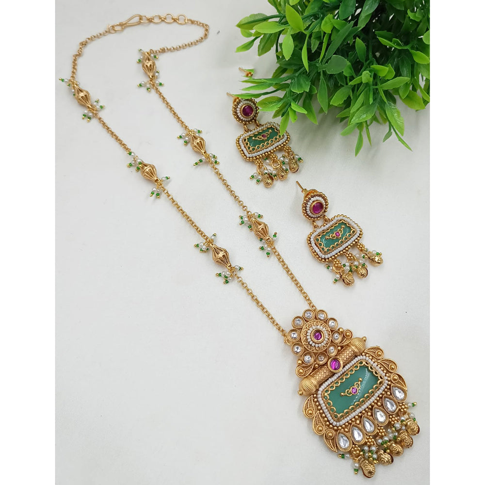 NAFJ Luxury Pota Stone And Pearl Fashion Long Necklace Set