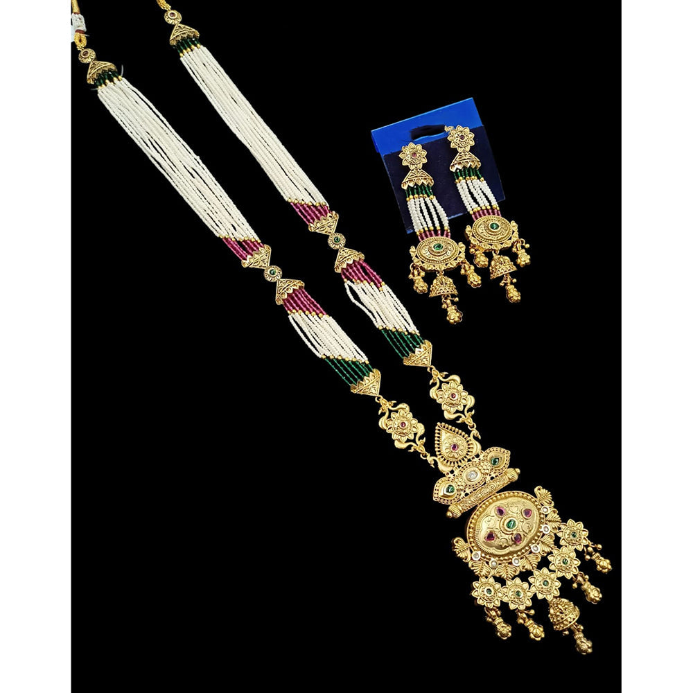 NAFJ Luxury Pota Stone And Pearl Fashion Long Necklace Set