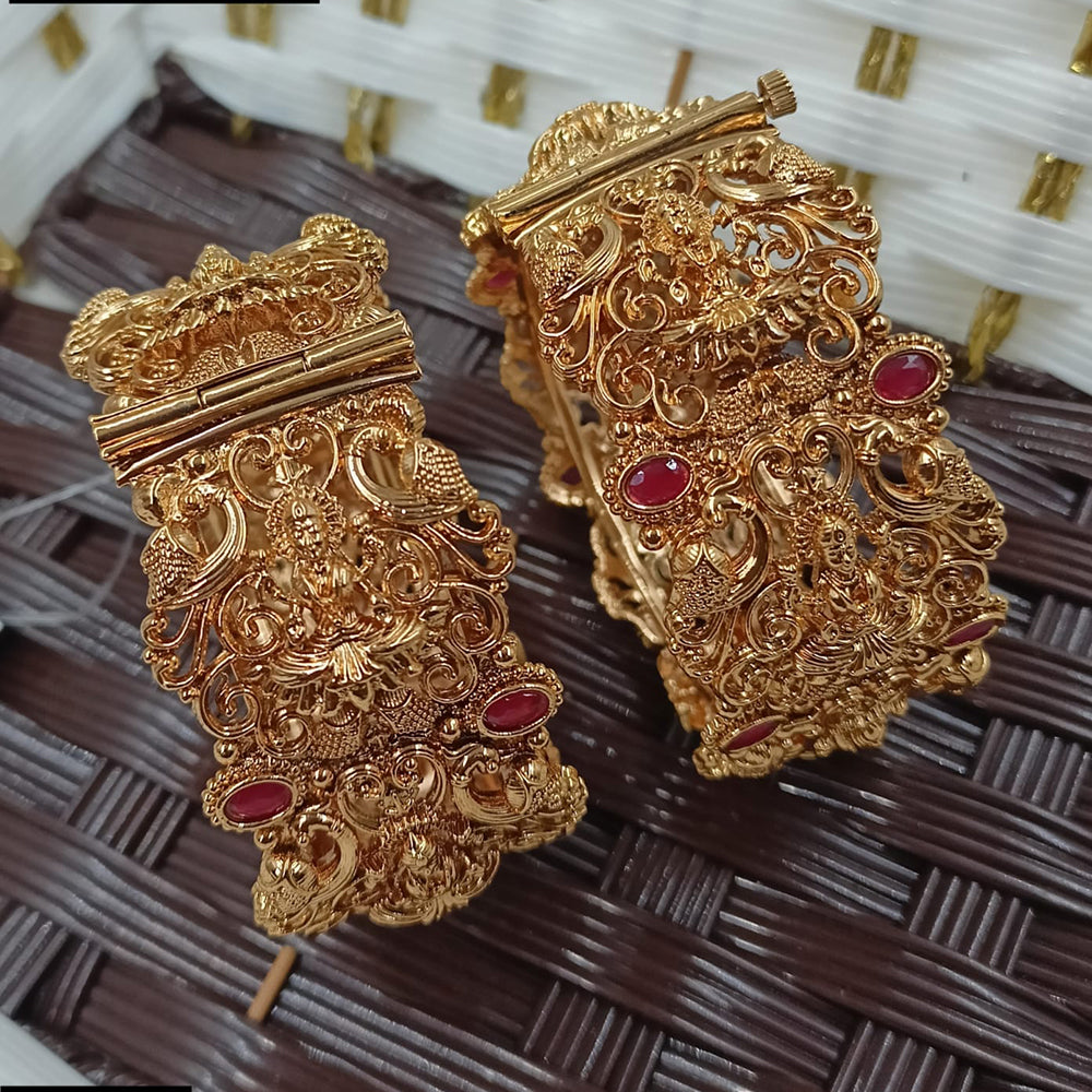 NAFJ Premium Pota Stone Temple Openable Bangles Set