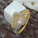 NAFJ Fashionable Crystal And Austrian Pearl Delicate Openable Bracelet