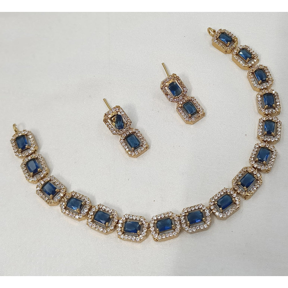 NAFJ Crystal Stone And Austrian Elegant Necklace Set