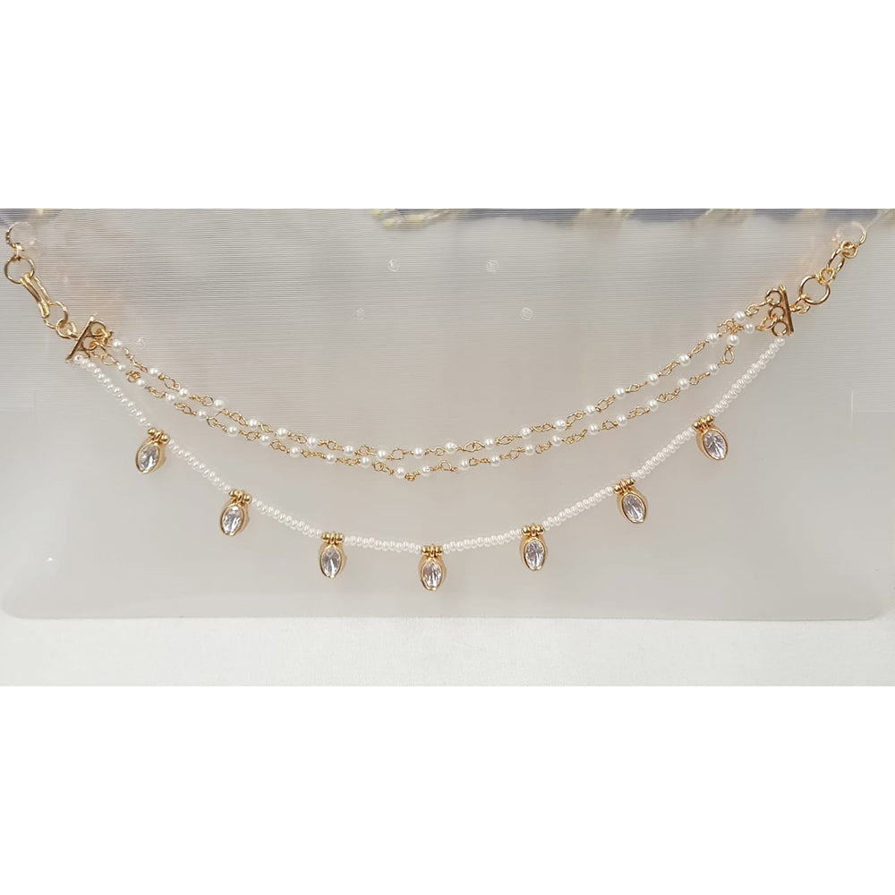 NAFJ Royal Crystal Stone And Pearl Designer Kan Chain