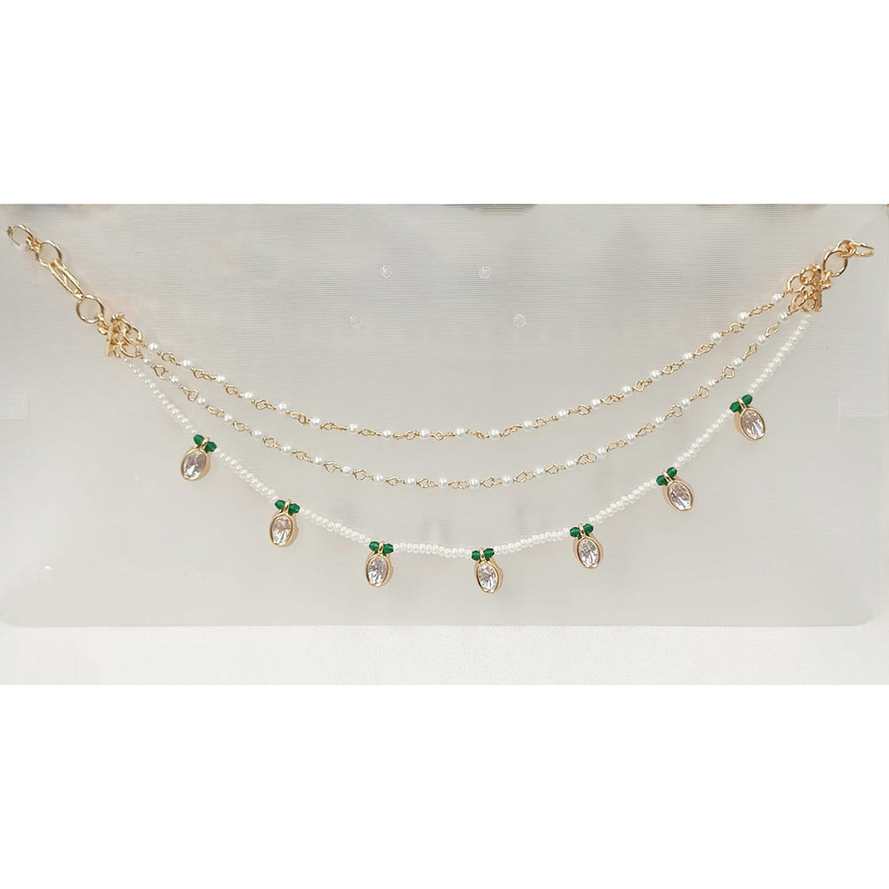 NAFJ Royal Crystal Stone And Pearl Designer Kan Chain