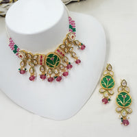 NAFJ Delicate Crystal Stone And Pearl Choker Necklace Set