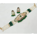 NAFJ Gold Plated Crystal Stone And Beads Choker Necklace Set