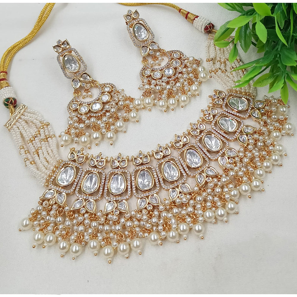 NAFJ Gold Plated Austrian And Crystal Stone Choker Necklace Set
