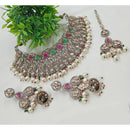 NAFJ  Crystal Stone And Pearl Choker Necklace Set