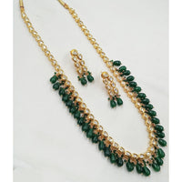 NAFJ Kundan Stone And Beads Long Necklace Set