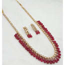 NAFJ Kundan Stone And Beads Long Necklace Set