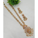 NAFJ Gold Plated Crystal  Stone Long Necklace Set