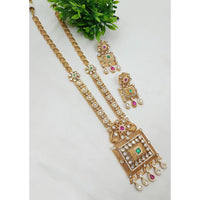 NAFJ Gold Plated Crystal Stone Long Necklace Set
