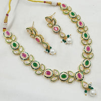 NAFJ Royal Pota Stone And Austrian Pearl Necklace Set