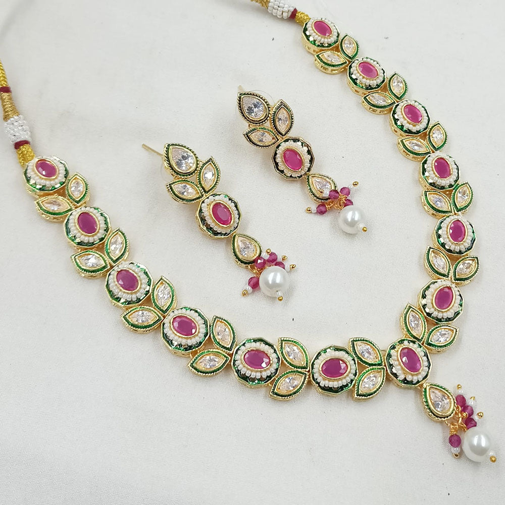 NAFJ Royal Pota Stone And Austrian Pearl Necklace Set