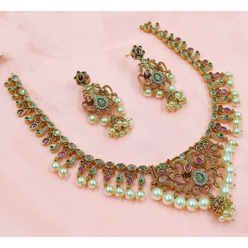 NAFJ Royal Pota Stone And Austrian Pearl Necklace Set