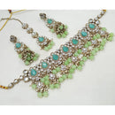 NAFJ Traditional Kundan Stone Pearl And Beads Choker Necklace Set