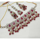 NAFJ Traditional Kundan Stone Pearl And Beads Choker Necklace Set