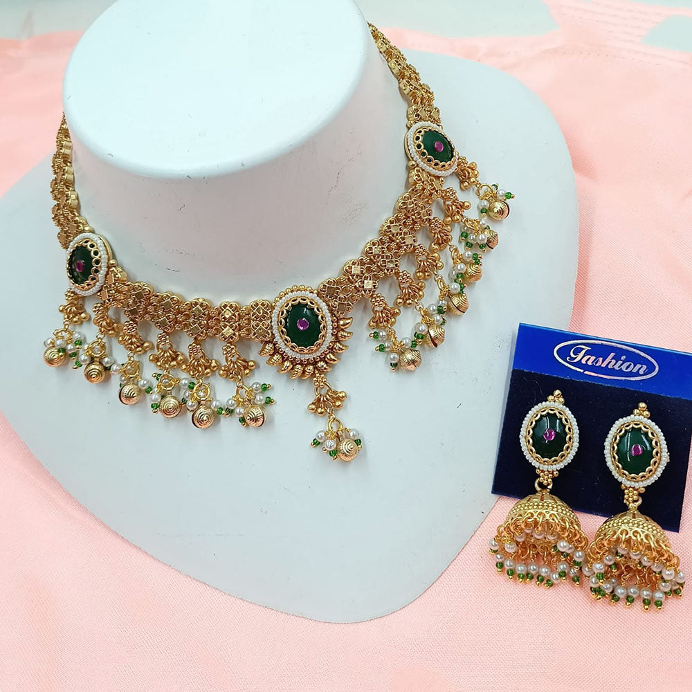 NAFJ Royal Pota Stone And Pearl Choker Necklace Set