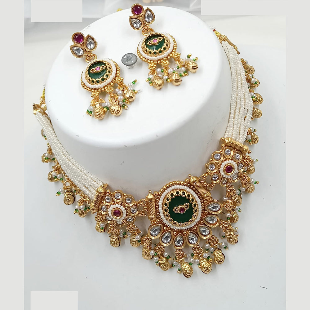 NAFJ Royal Pota Stone And Pearl Choker Necklace Set