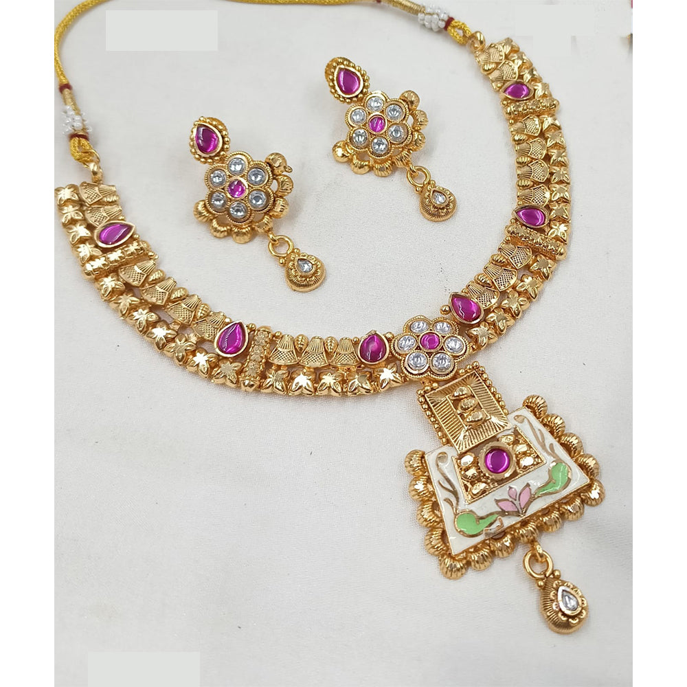 NAFJ Royal Pota Stone And Pearl Meenakari Necklace Set