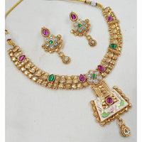 NAFJ Royal Pota Stone And Pearl Meenakari Necklace Set