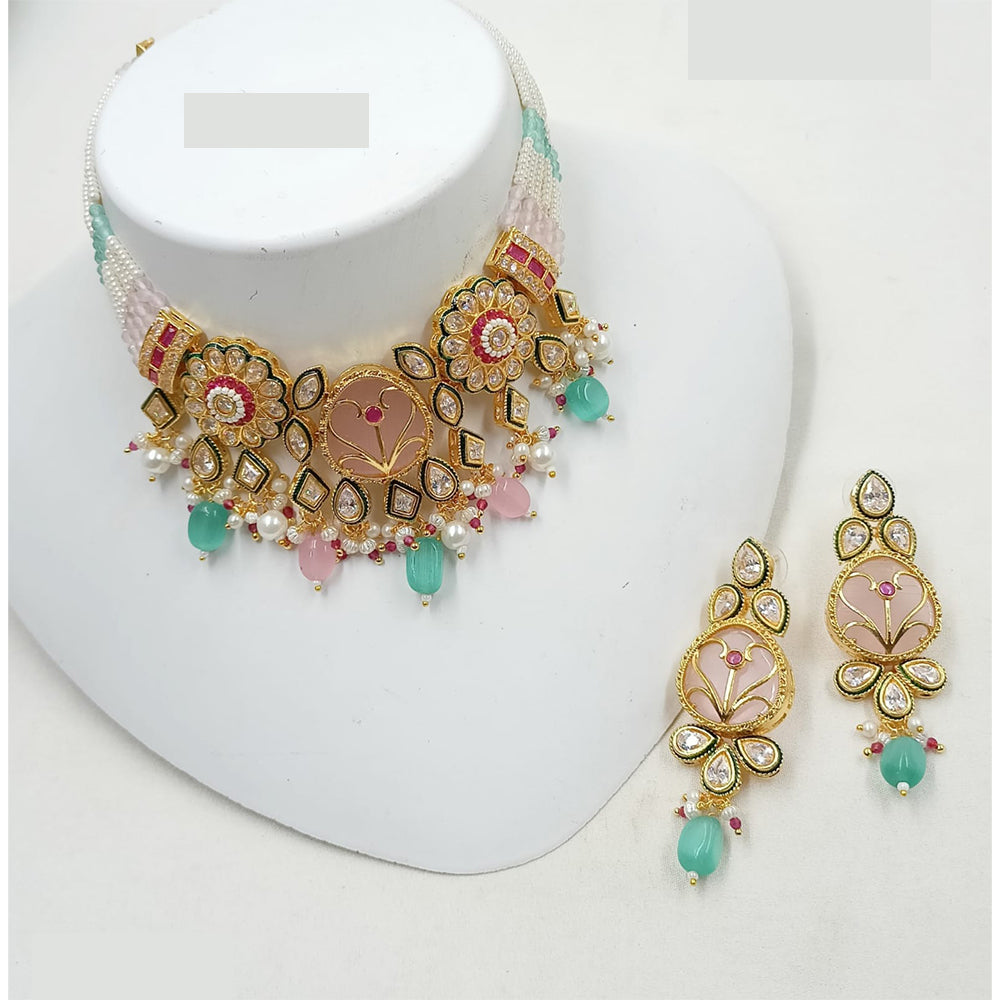NAFJ Royal Pota Stone And Pearl Choker Necklace Set