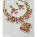 NAFJ Royal Pota Stone And Pearl Meenakari Necklace Set