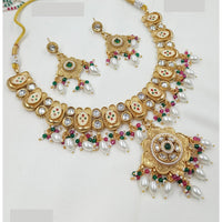 NAFJ Royal Pota Stone And Pearl Meenakari Necklace Set