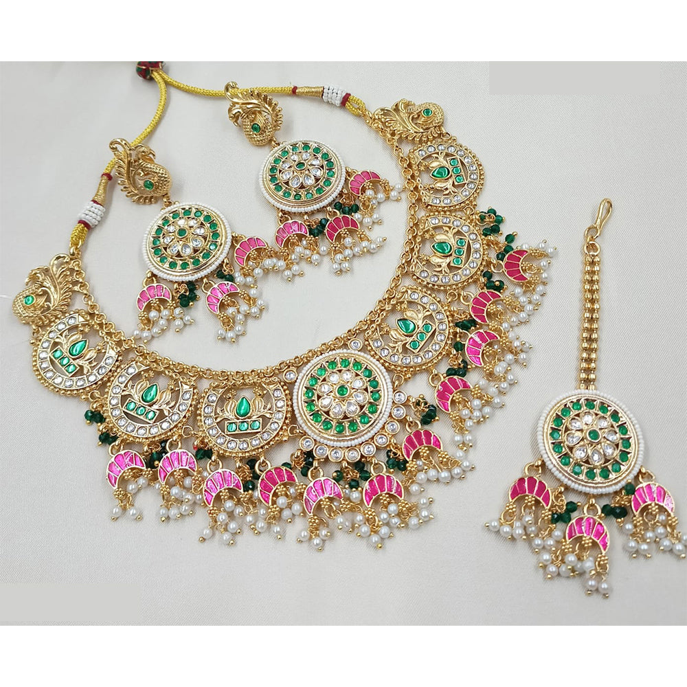 NAFJ Royal Pota Stone And Pearl Meenakari Necklace Set