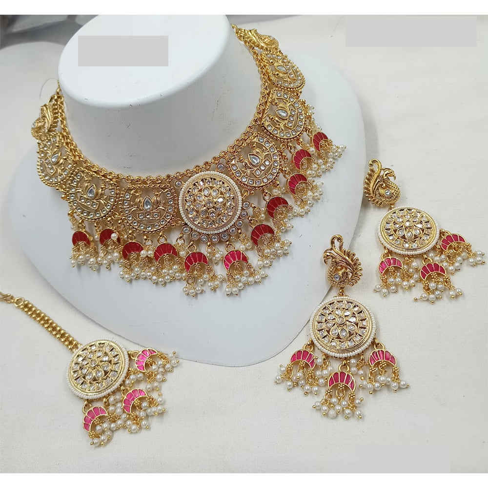 NAFJ Royal Pota Stone And Pearl Meenakari Necklace Set