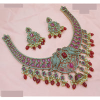 NAFJ Royal Pota Stone And Austrian Pearl Necklace Set