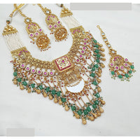 NAFJ Royal Pota Stone And Pearl Meenakari Necklace Set