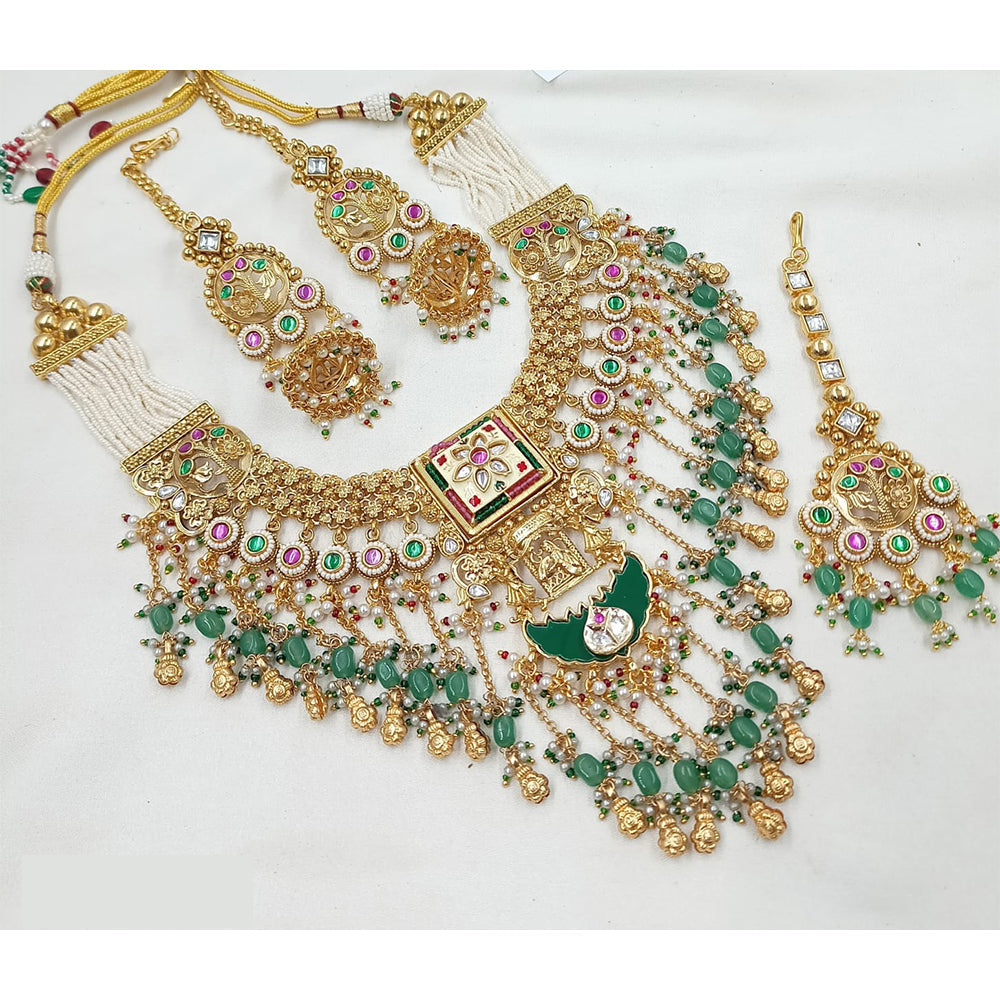NAFJ Royal Pota Stone And Pearl Meenakari Necklace Set