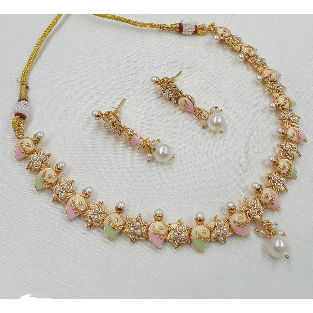 NAFJ Royal Pearl And Meenakari Necklace Set