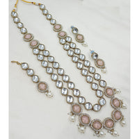 NAFJ Designer Kundan Stone And Pearl Long Necklace Set