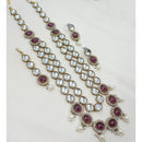NAFJ Designer Kundan Stone And Pearl Long Necklace Set