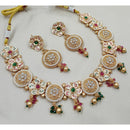 NAFJ Glam Pota Stone And Pearl Enamel Meenakari Necklace Set