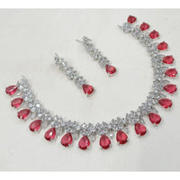 NAFJ Luxury Rhodium Polish American Diamond Necklace Set
