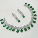 NAFJ Luxury Rhodium Polish American Diamond Necklace Set