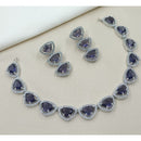 NAFJ Luxury Rhodium Polish American Diamond Necklace Set