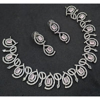 NAFJ Luxury Rhodium Polish American Diamond Necklace Set