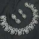 NAFJ Luxury Rhodium Polish American Diamond Necklace Set