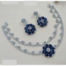 NAFJ Luxury Rhodium Polish American Diamond Necklace Set